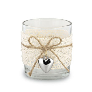 Bicchiere piccolo vetro tea light pizzo