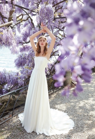 Abito in georgette con corpino in pizzo